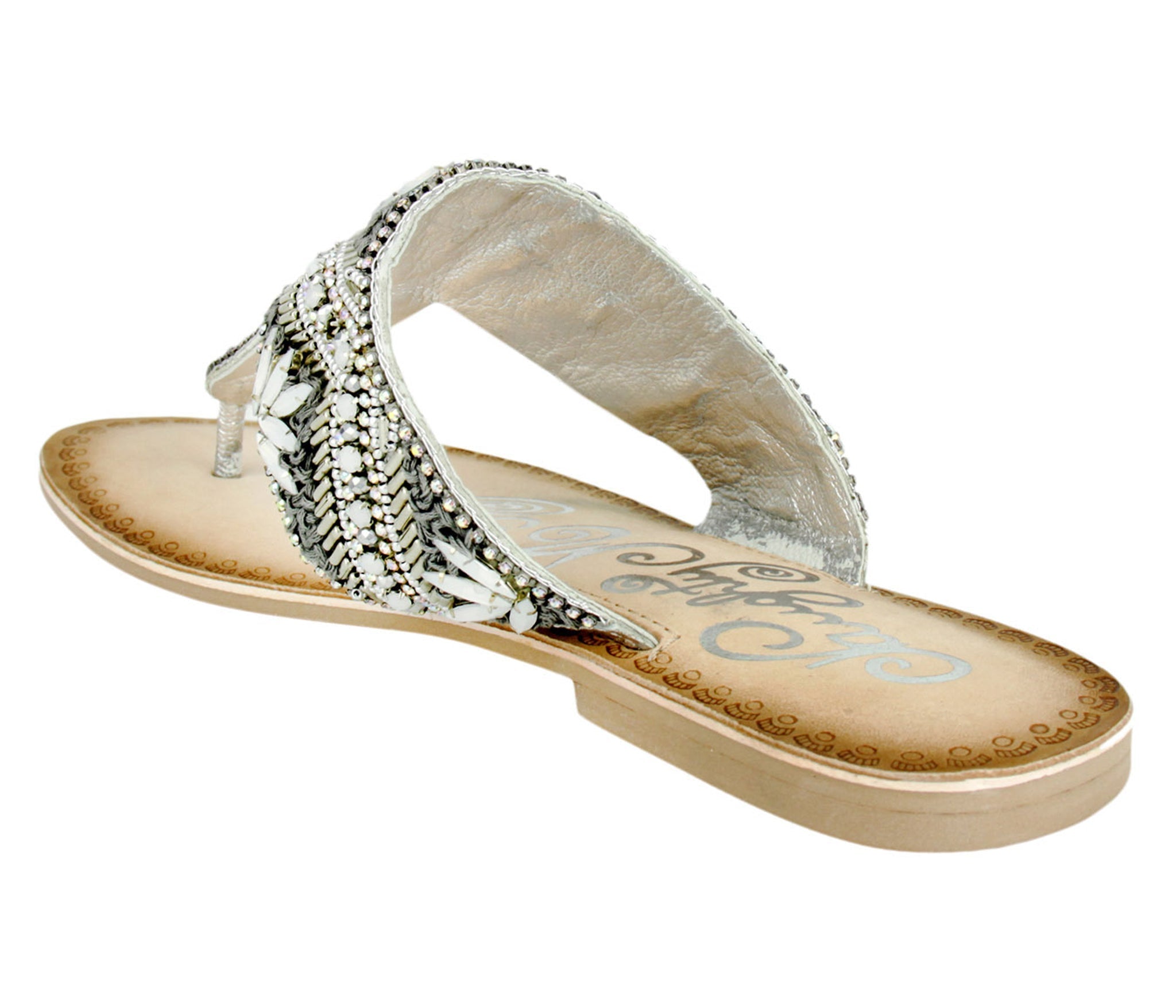 Amare Beaded Sandals in Silver 130 Sandals Naughty Monkey- Tilden Co.