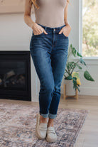 Amber Cuffed Slim Fit Dark Wash Jeans Womens Ave Shops- Tilden Co.