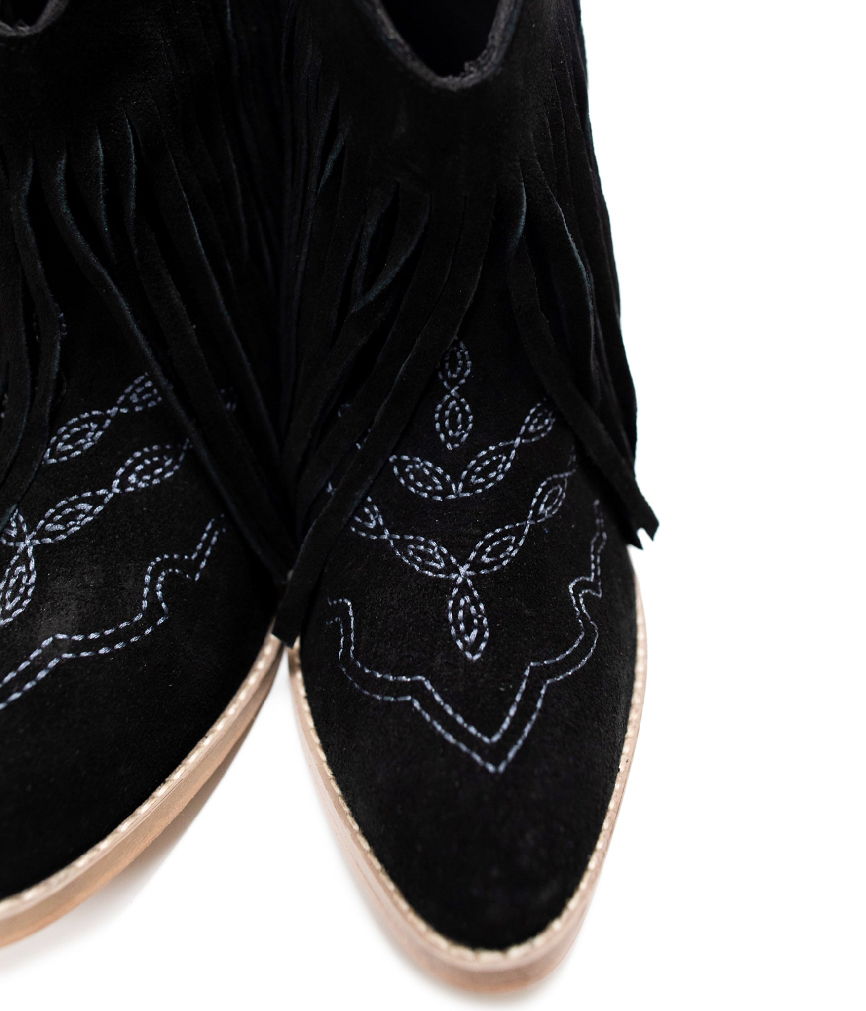 Amos Fringe Ankle Bootie in Black Suede 110 Fashion Boots Naughty Monkey- Tilden Co.