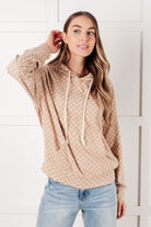 Ask Me Out Checkered Hoodie in Khaki Tops Ave Shops- Tilden Co.