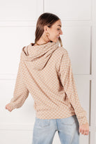 Ask Me Out Checkered Hoodie in Khaki Tops Ave Shops- Tilden Co.