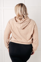 Ask Me Out Checkered Hoodie in Khaki Tops Ave Shops- Tilden Co.