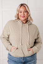 Ask Me Out Checkered Hoodie in Sage Tops Ave Shops- Tilden Co.