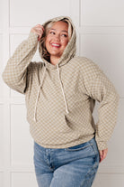 Ask Me Out Checkered Hoodie in Sage Tops Ave Shops- Tilden Co.