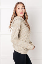 Ask Me Out Checkered Hoodie in Sage Tops Ave Shops- Tilden Co.