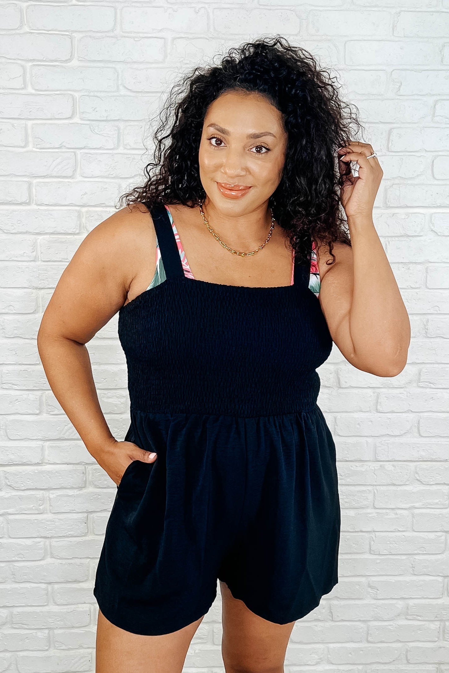 Assume the Best Square Neck Romper Womens Ave Shops- Tilden Co.