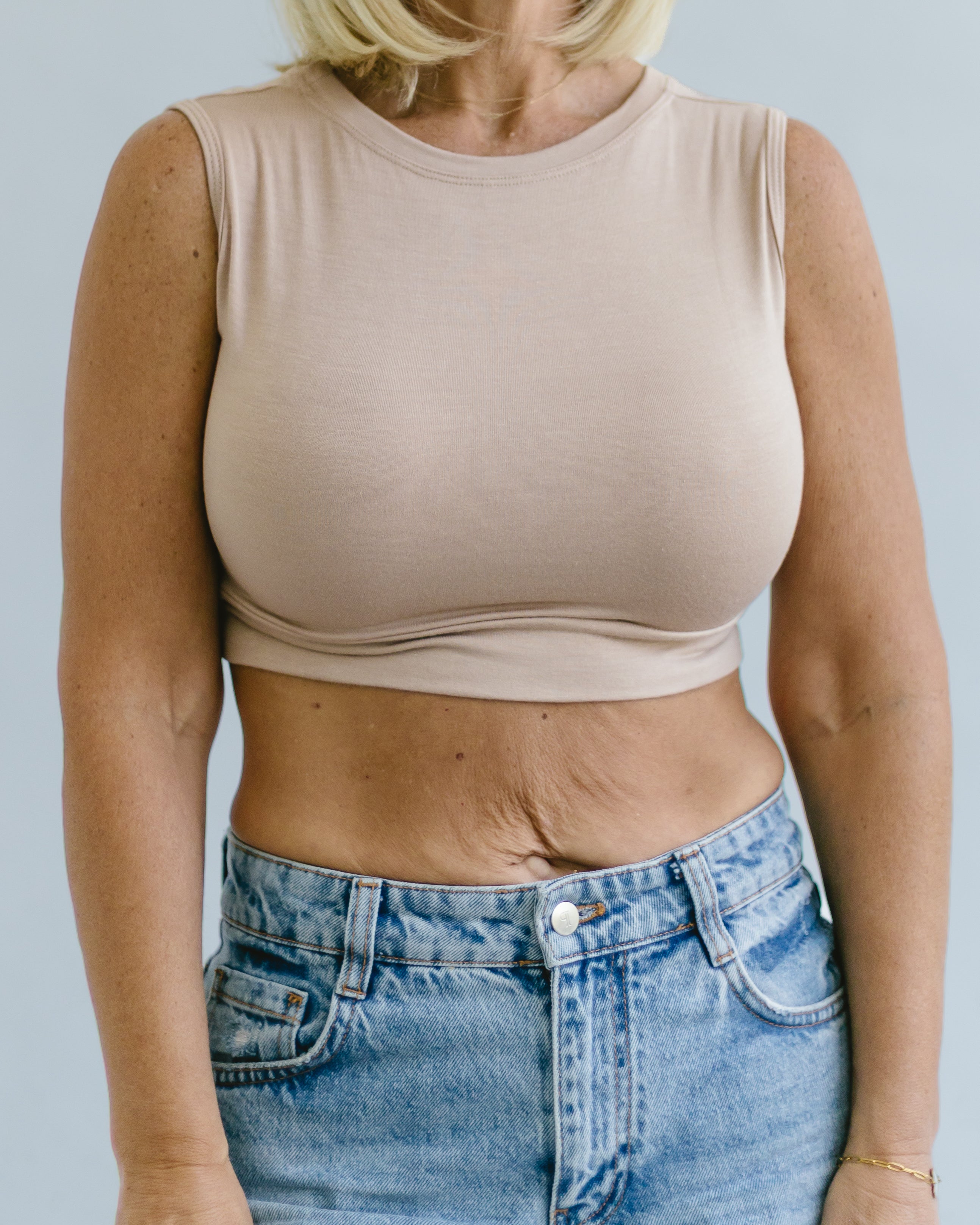 Crew Neck Tank Halftee Nude / XS Nude XS Layering Top HALFTEE Layering Fashions- Tilden Co.