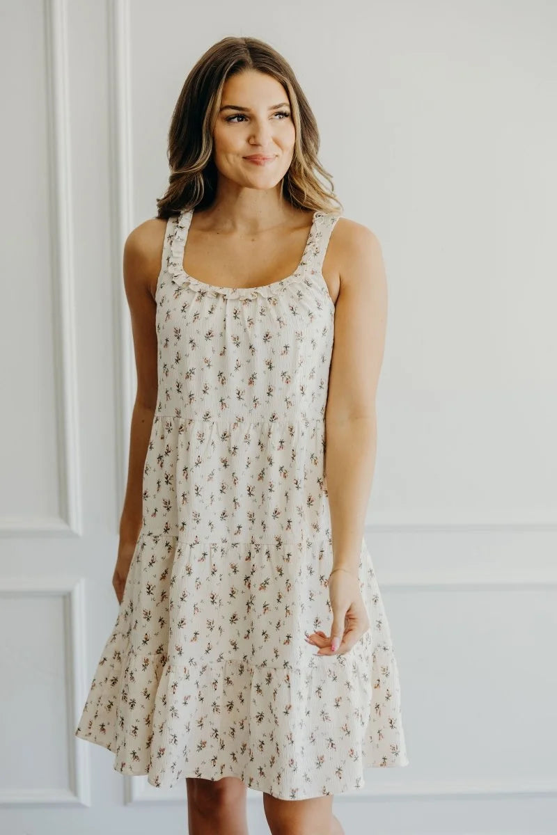 Maddie Dress in Vintage Garden Knee Length Dress Mikarose- Tilden Co.