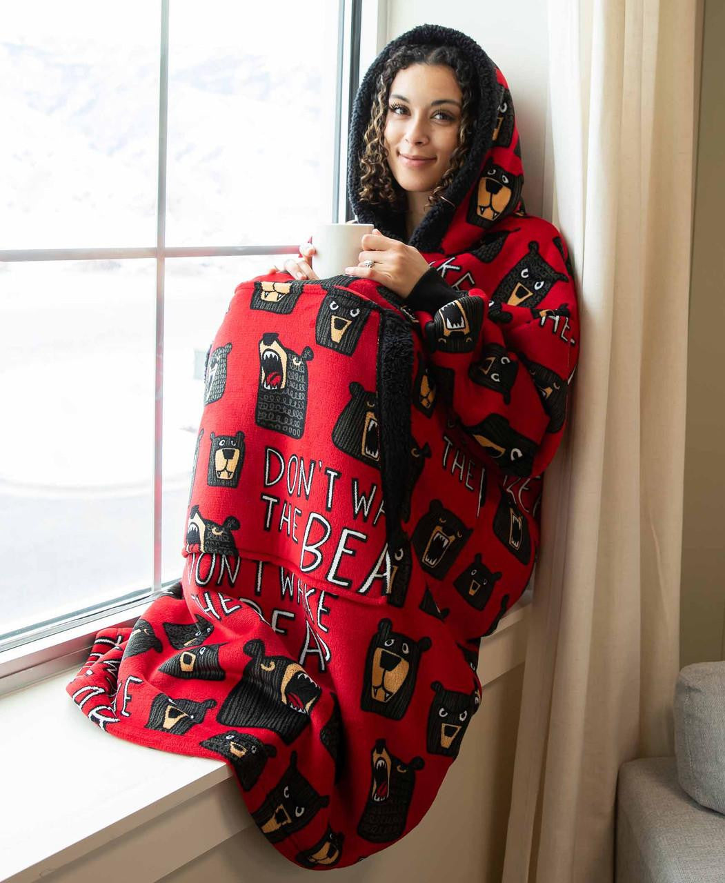 Don't Wake The Bear Blanket Hoodie Blanket LazyOne- Tilden Co.