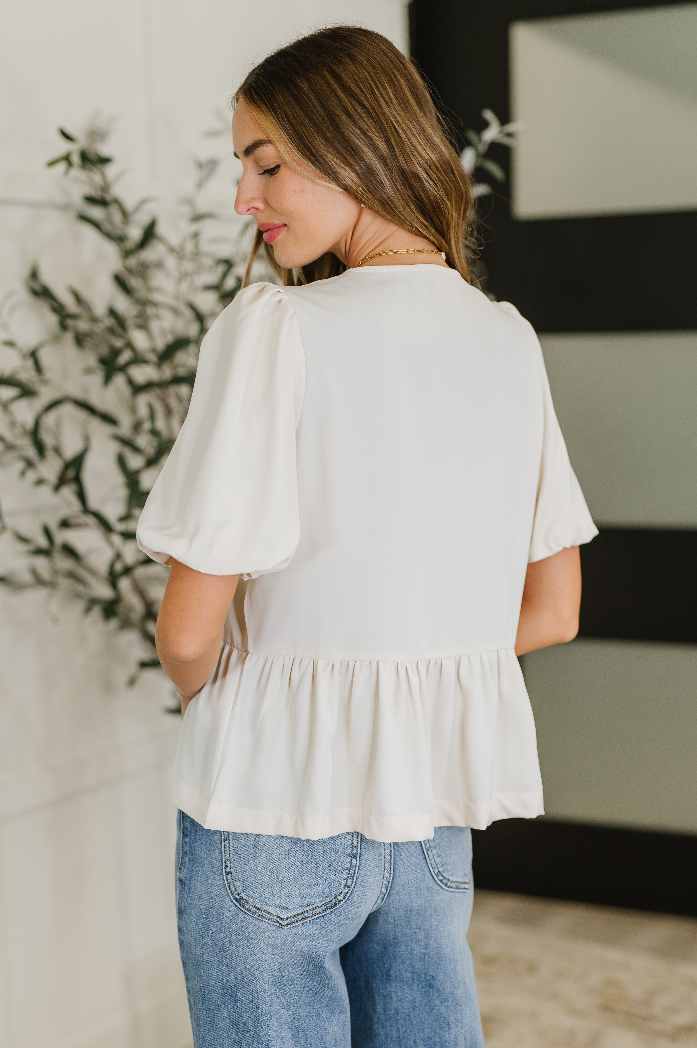 PREORDER: Balloon Sleeve Bow Blouse in Ivory Womens Ave Shops- Tilden Co.