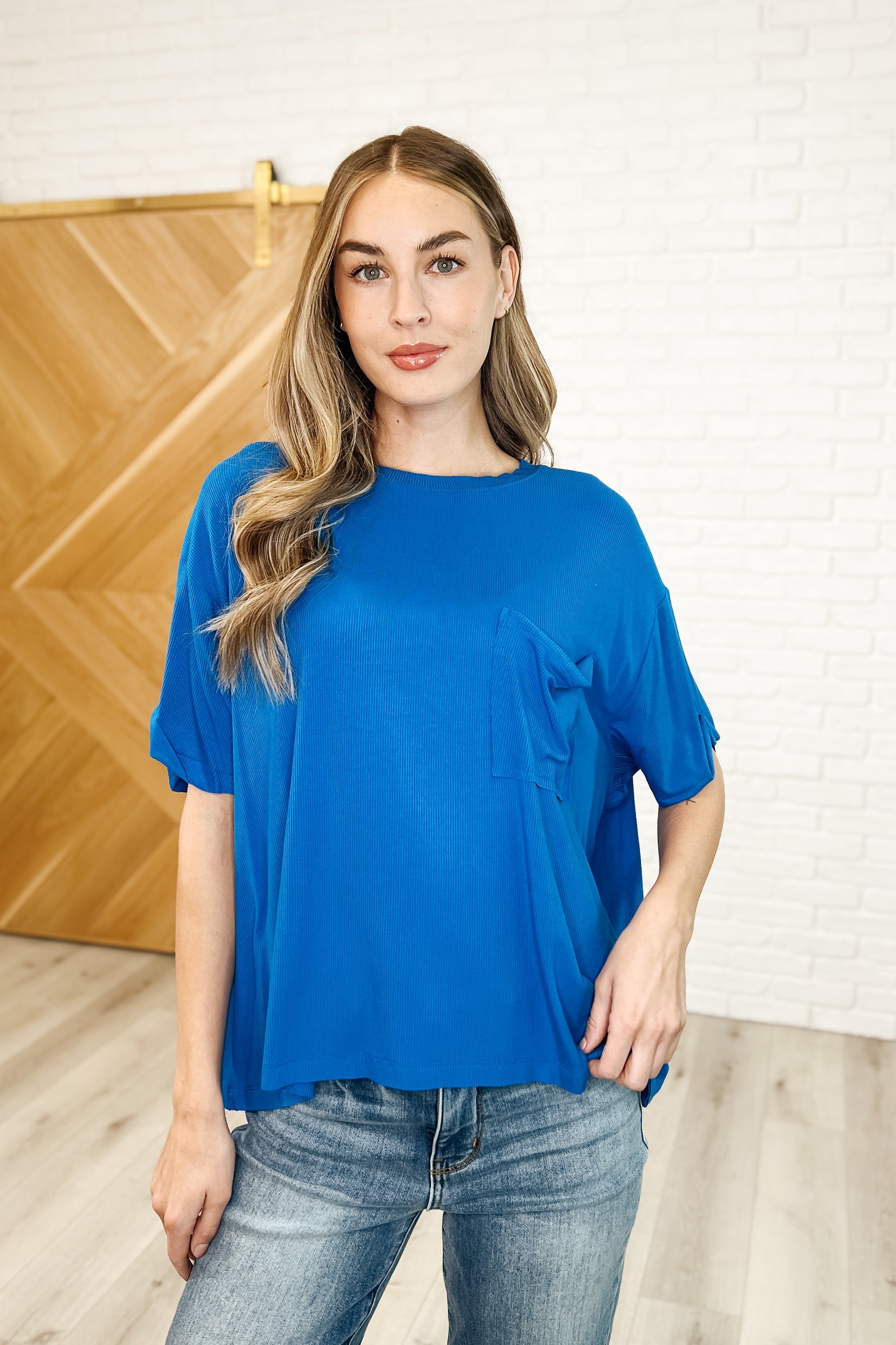 Bare Necessitee Relaxed Tee in Ocean Blue Womens Ave Shops- Tilden Co.