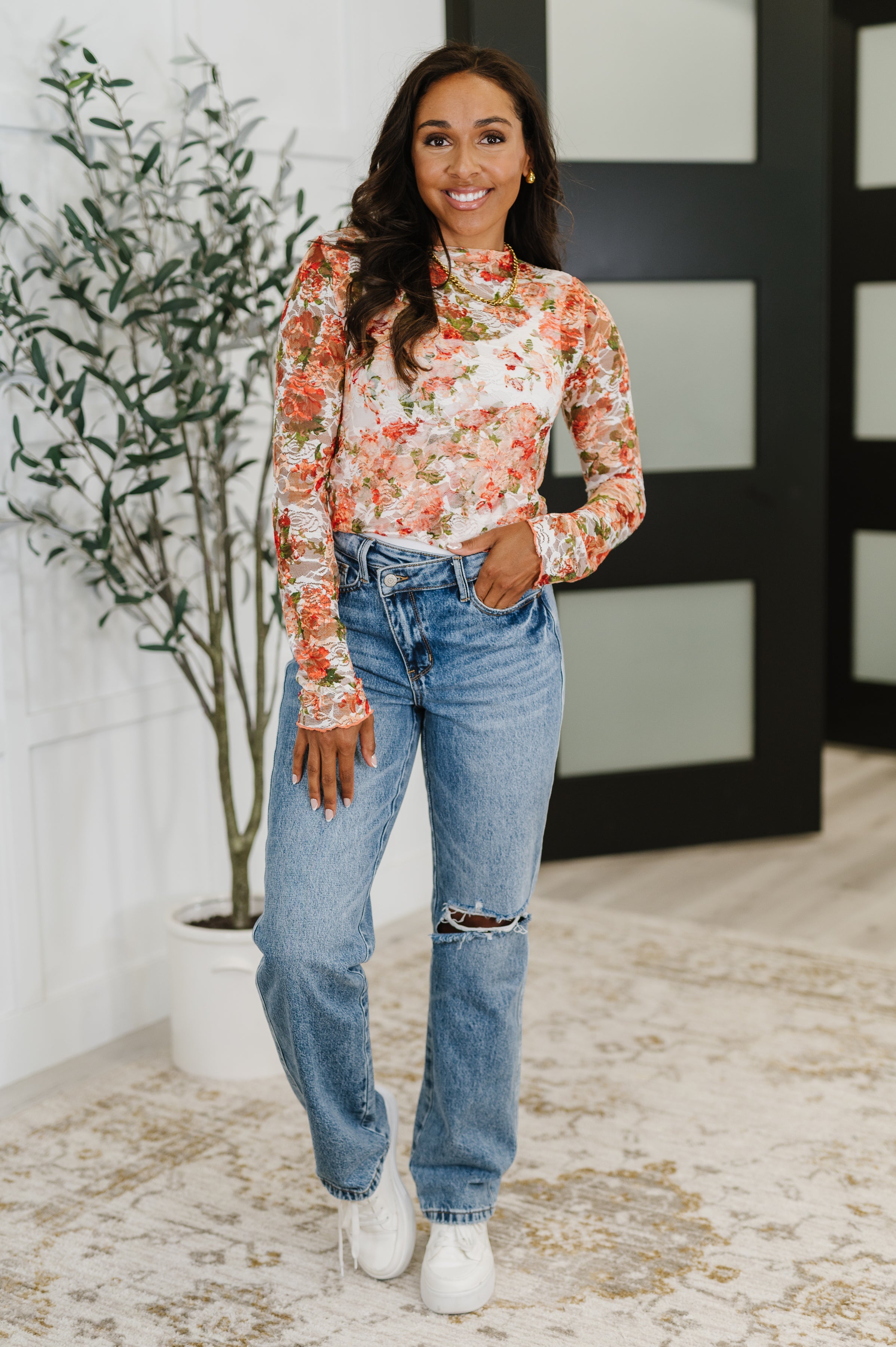 Barely Behaving Floral Print Layering Top in Coral Womens Ave Shops- Tilden Co.