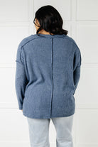 Basically Freezing Brushed Hacci Top in Dusty Blue Tops Ave Shops- Tilden Co.