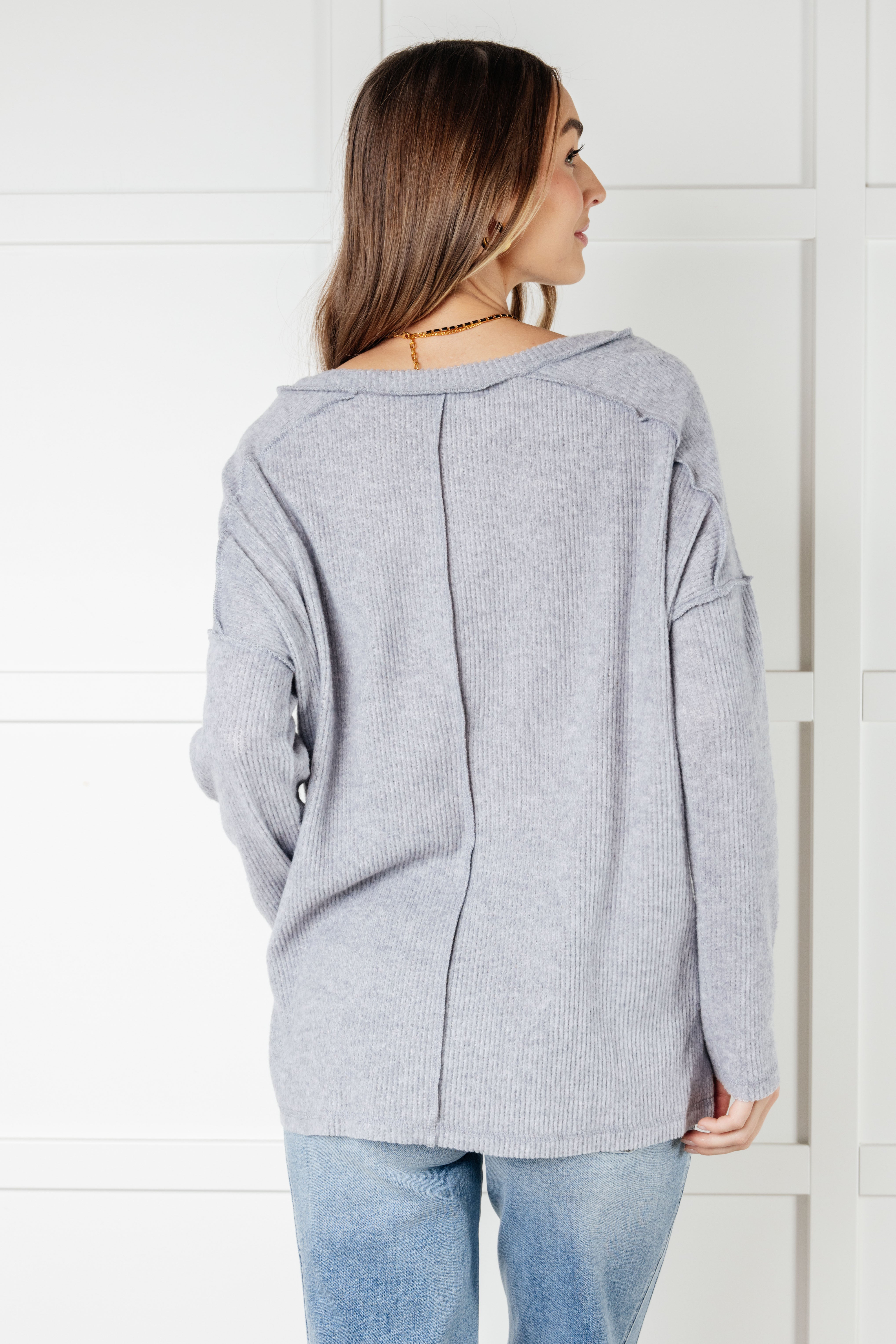 Basically Freezing Brushed Hacci Top in Heather Grey Tops Ave Shops- Tilden Co.