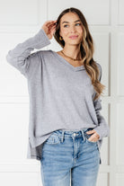 Basically Freezing Brushed Hacci Top in Heather Grey Tops Ave Shops- Tilden Co.