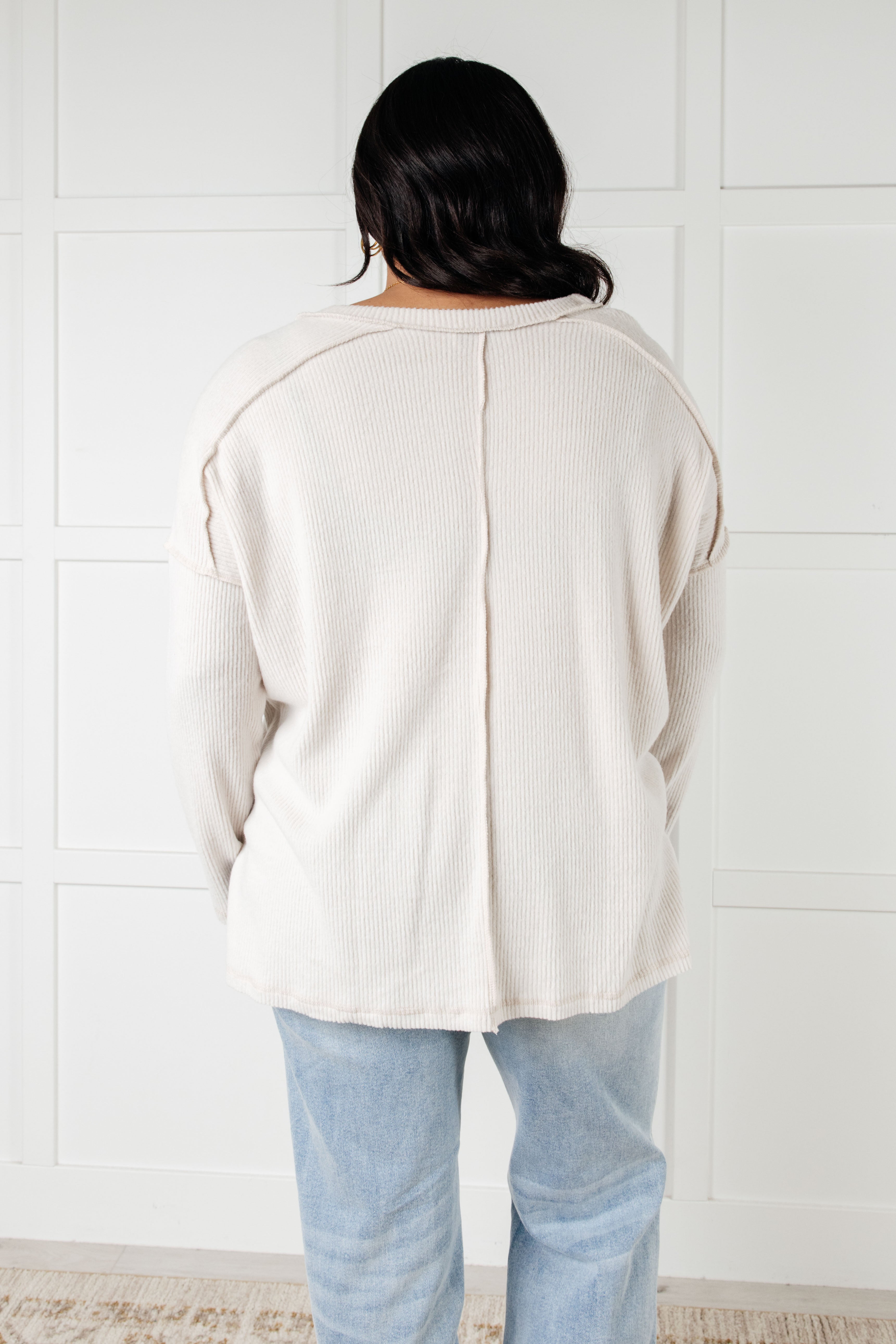 Basically Freezing Brushed Hacci Top in Sand Beige Tops Ave Shops- Tilden Co.