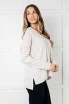 Basically Freezing Brushed Hacci Top in Sand Beige Tops Ave Shops- Tilden Co.