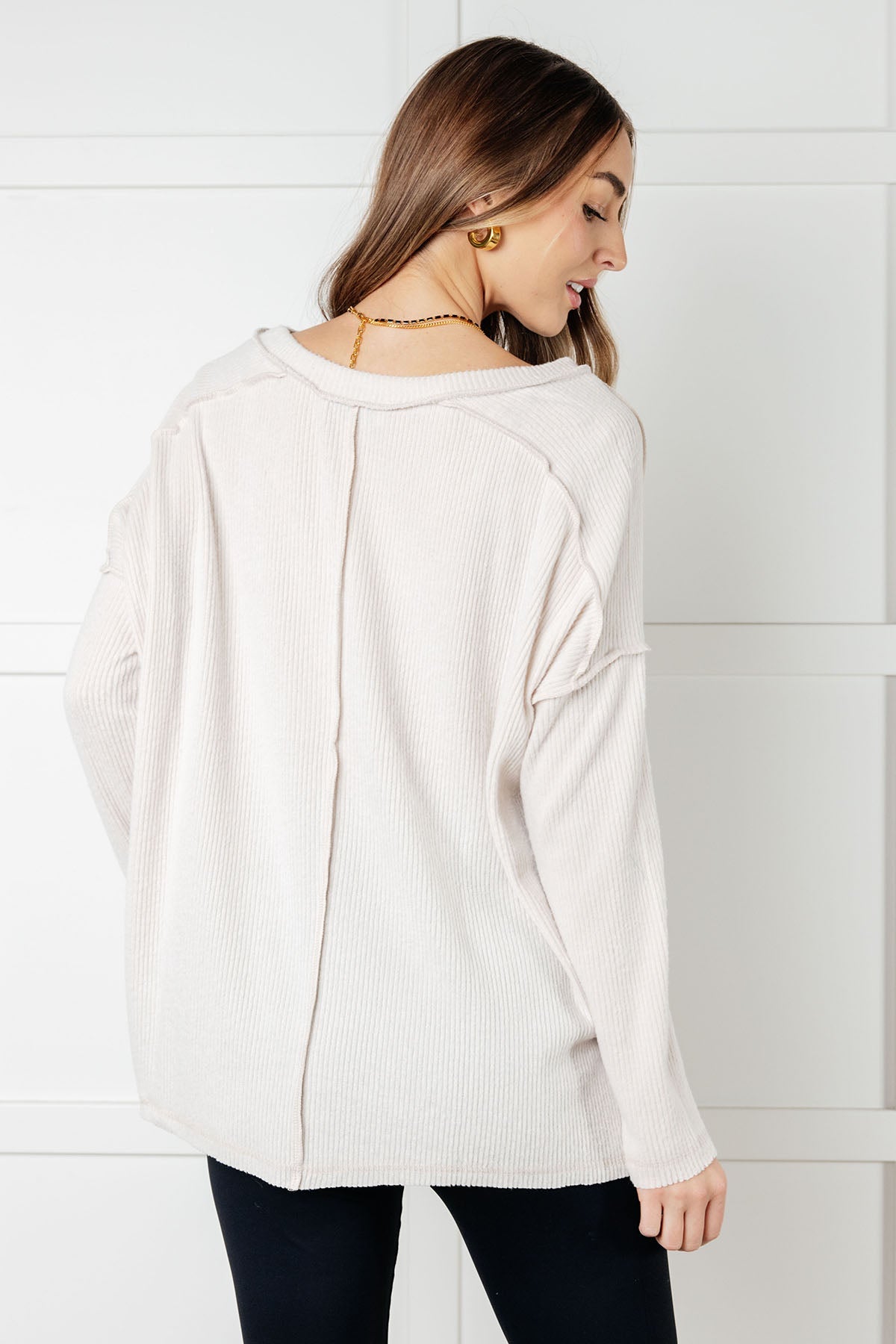 Basically Freezing Brushed Hacci Top in Sand Beige Tops Ave Shops- Tilden Co.