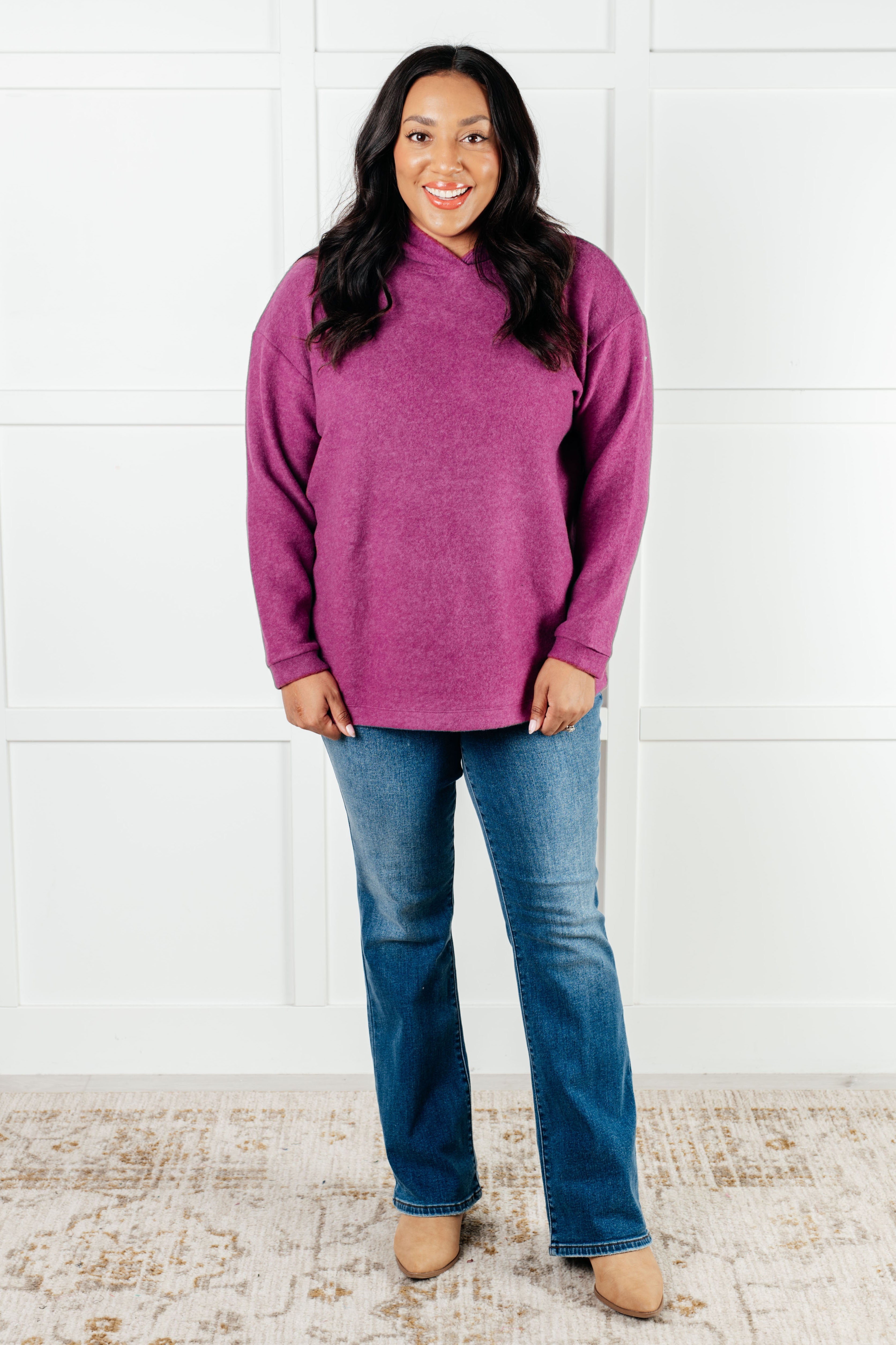 Basically My Favorite Hooded Pullover in Light Plum Tops Ave Shops- Tilden Co.