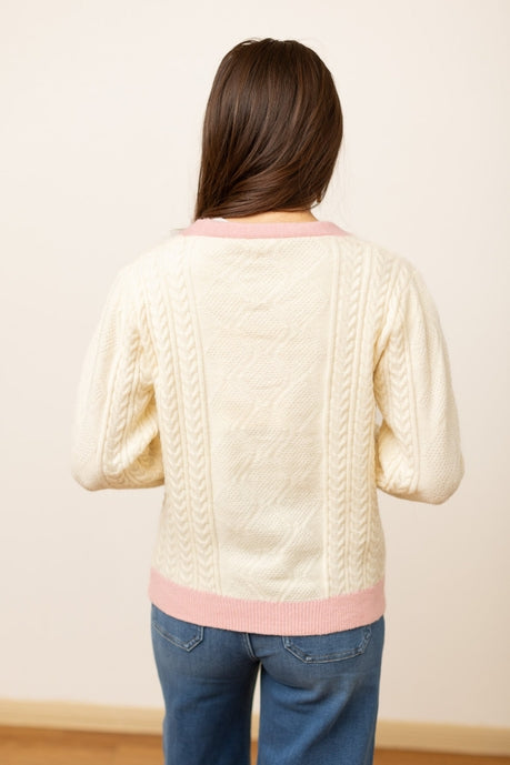 Beige and Pink Nutcracker Sweater Womens Ave Shops- Tilden Co.