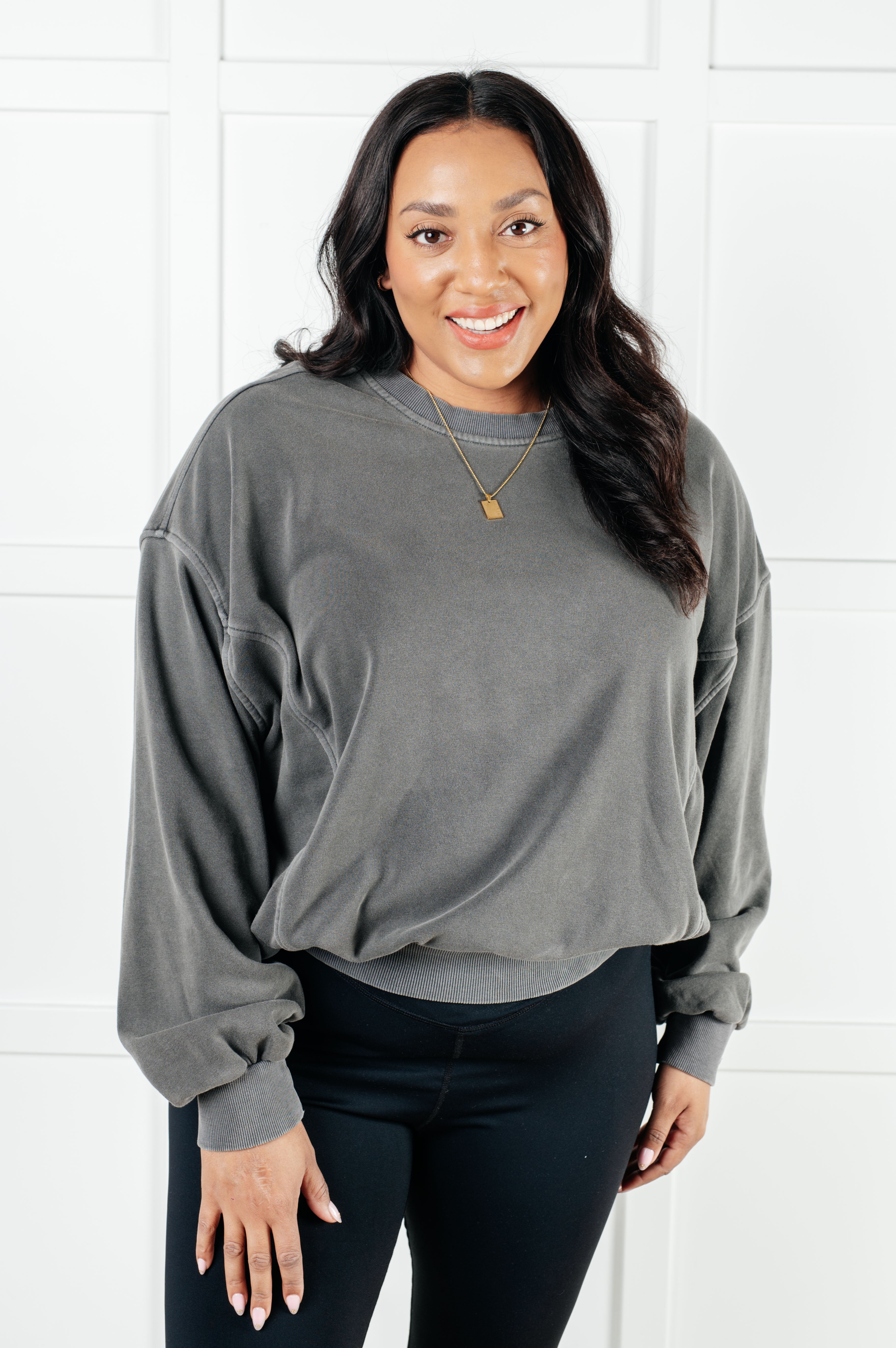 Beyond the Basics Pullover in Ash Black Tops Ave Shops- Tilden Co.