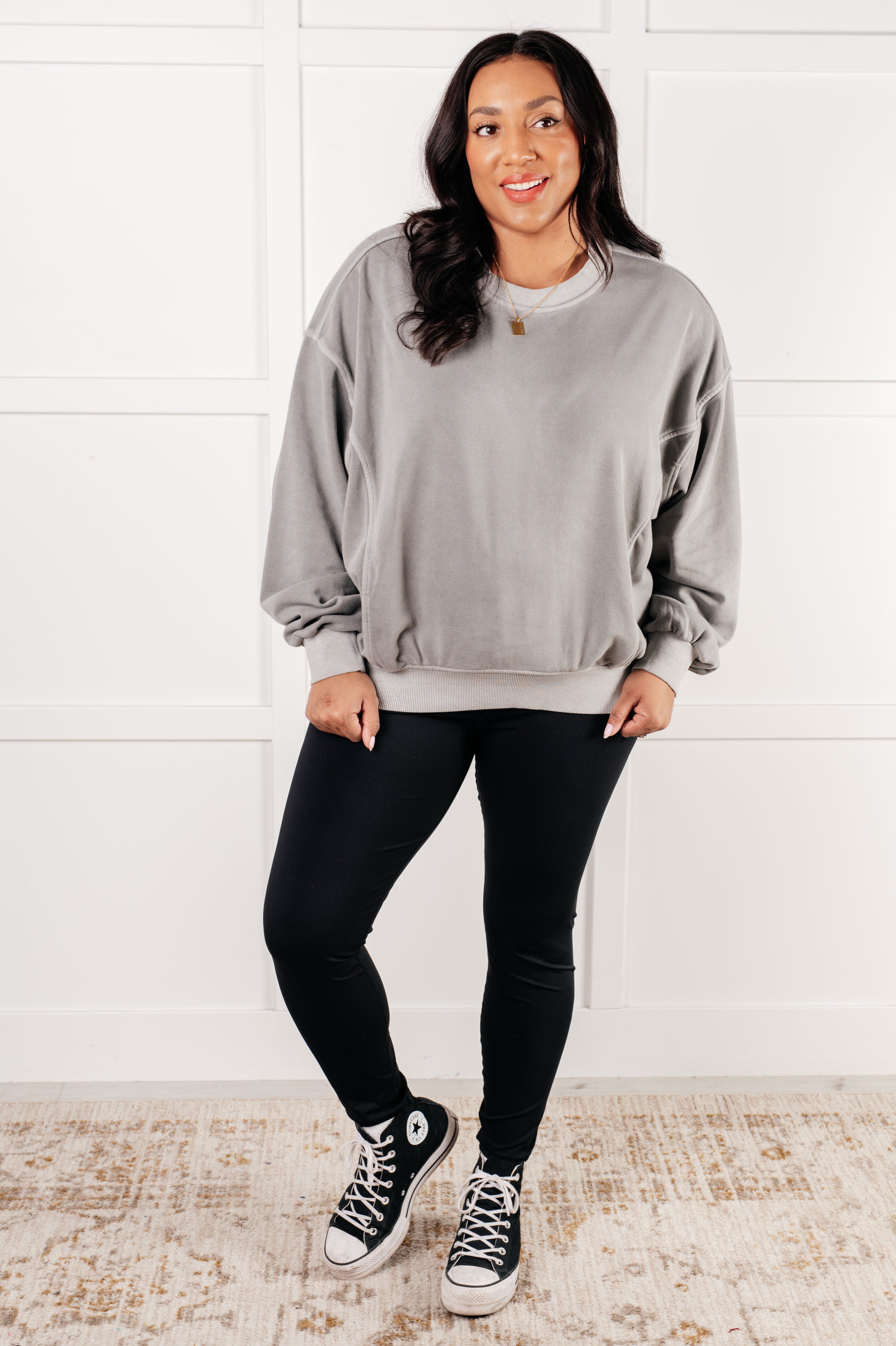 Beyond the Basics Pullover in Sleet Tops Ave Shops- Tilden Co.