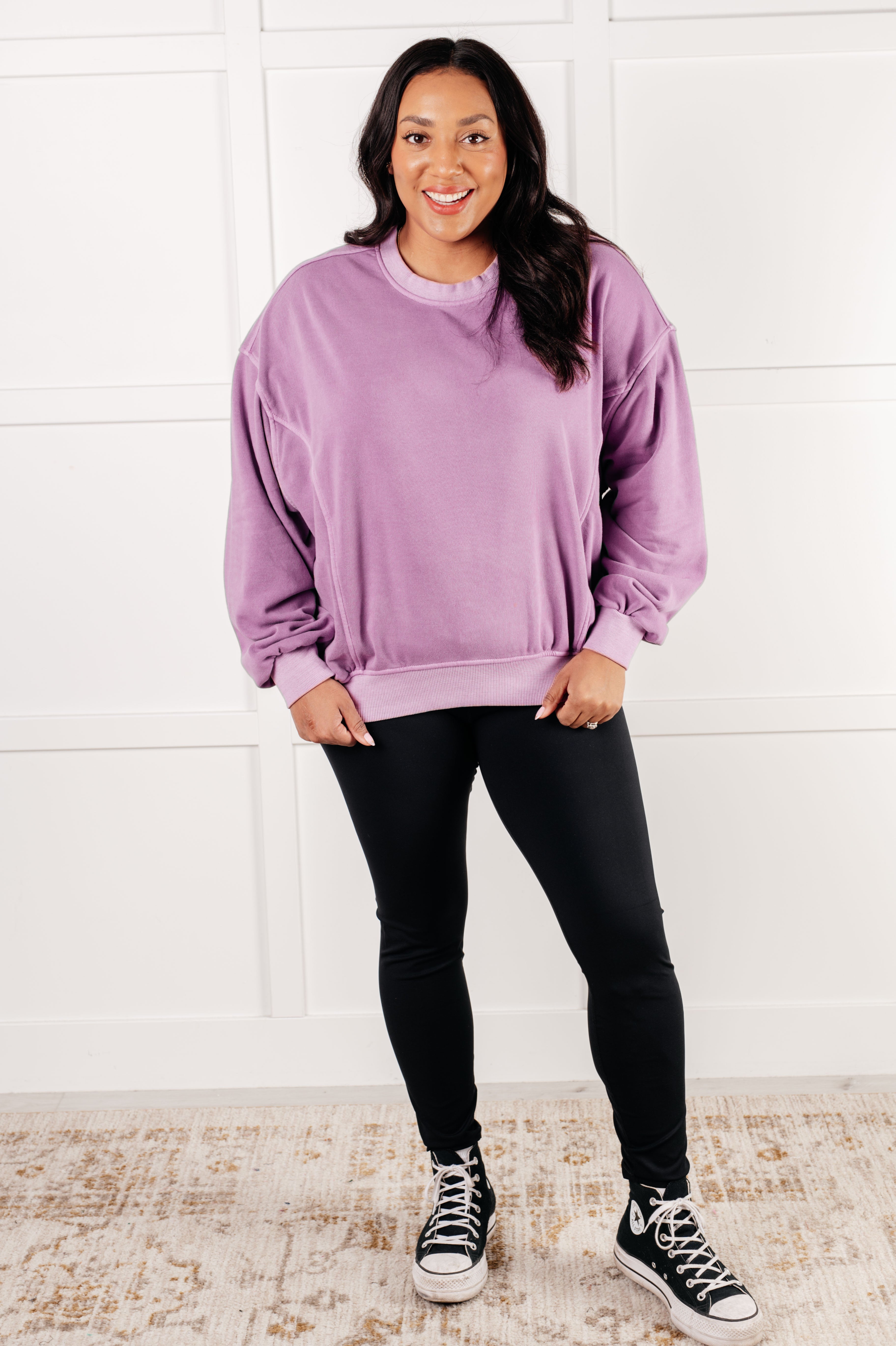 Beyond the Basics Pullover in Violet Tops Ave Shops- Tilden Co.