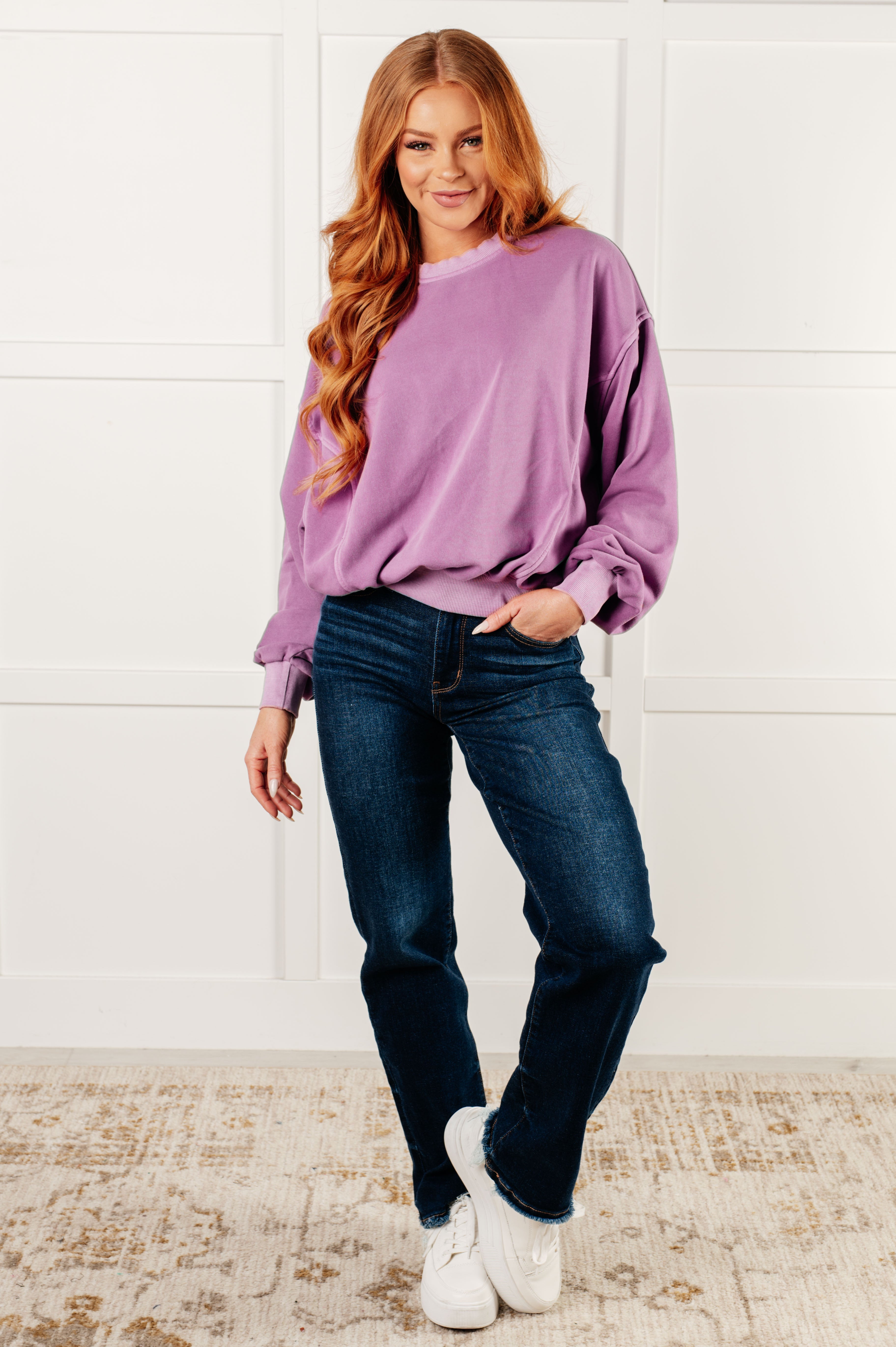 Beyond the Basics Pullover in Violet Tops Ave Shops- Tilden Co.