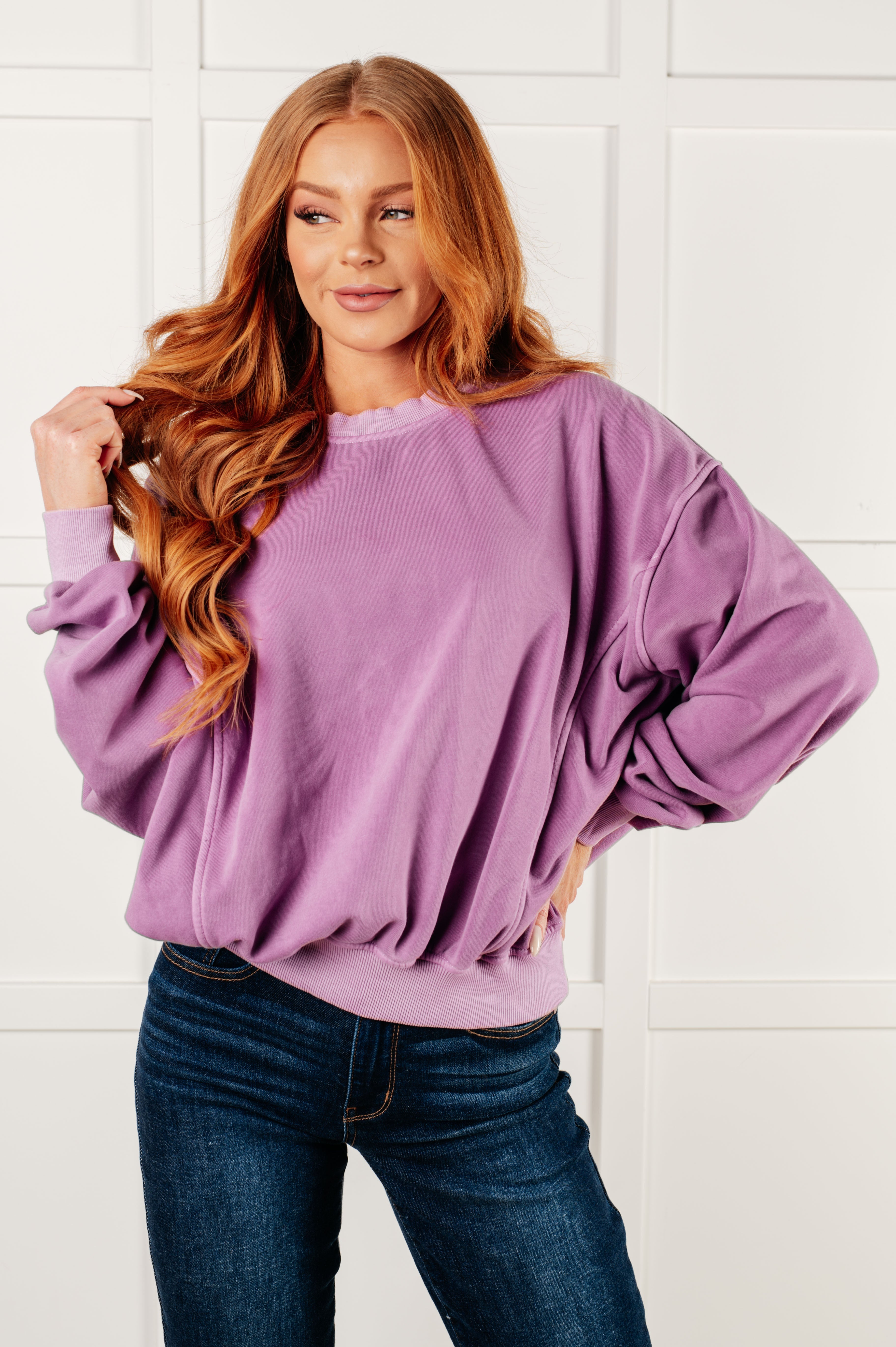 Beyond the Basics Pullover in Violet Tops Ave Shops- Tilden Co.