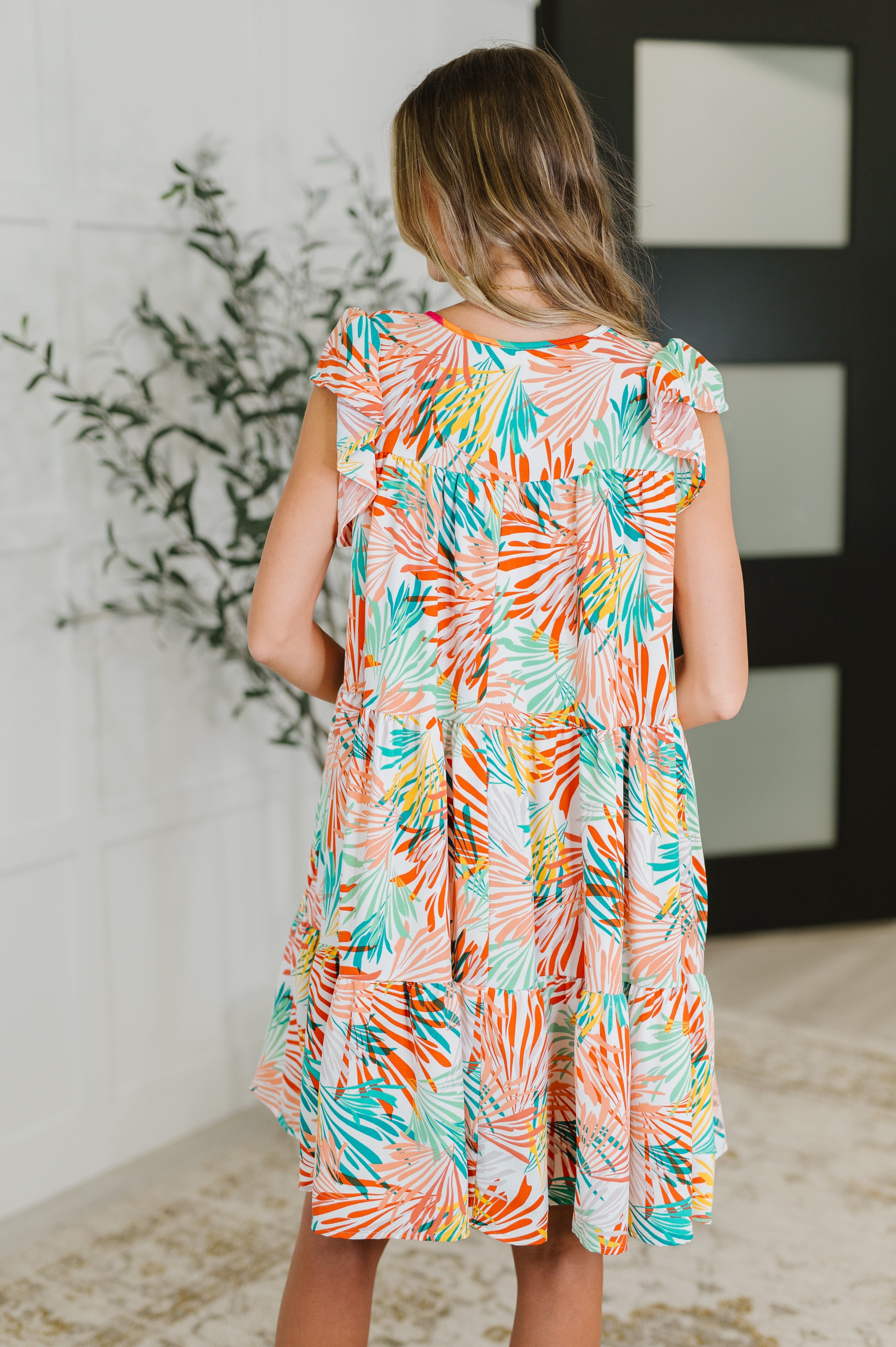 Bless Your Love Tiered Dress in Ivory, Orange and Mint Womens Ave Shops- Tilden Co.
