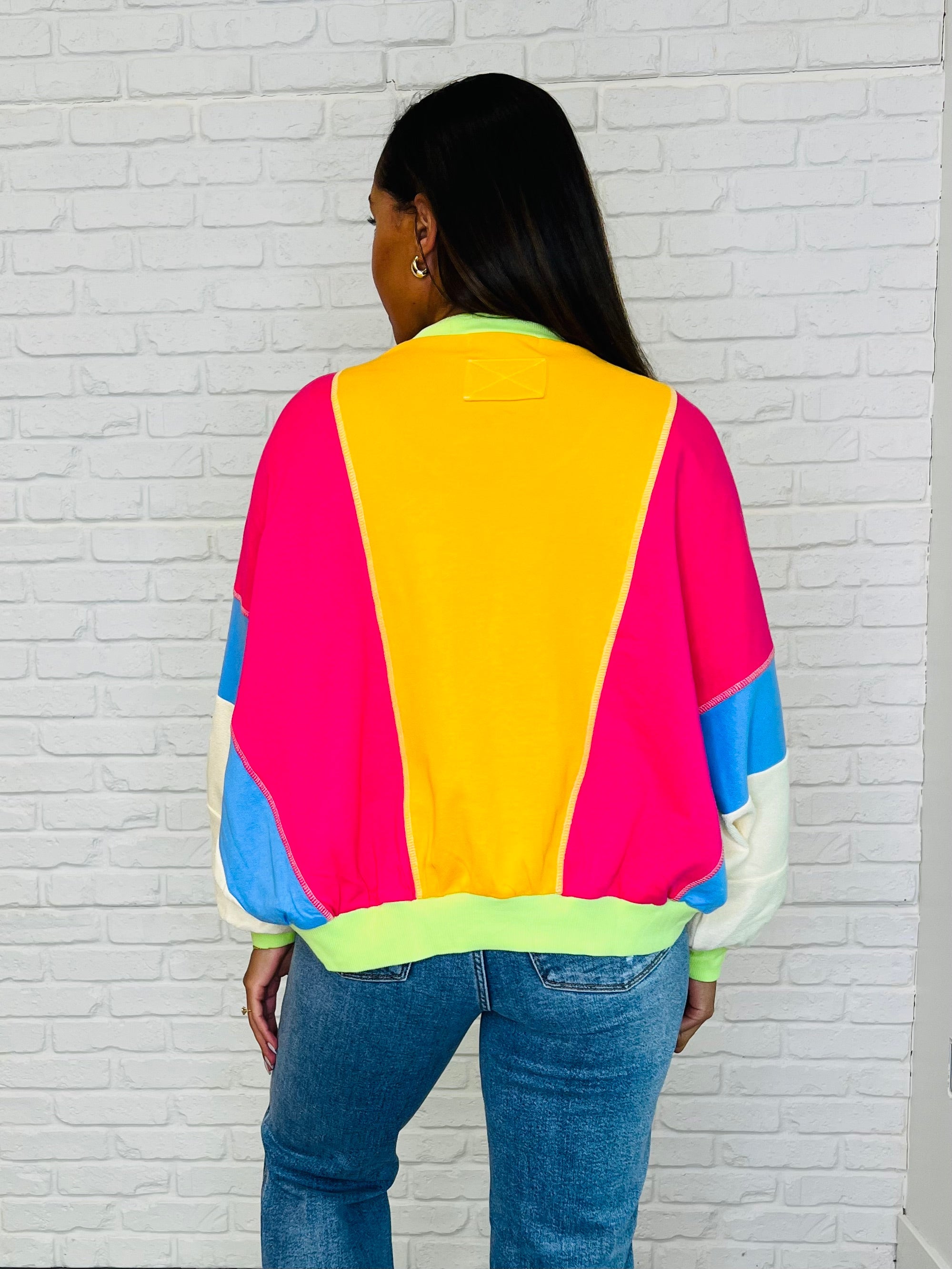 Blockbuster Color Block Pullover in Bright Womens Ave Shops- Tilden Co.