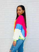 Blockbuster Color Block Pullover in Bright Womens Ave Shops- Tilden Co.