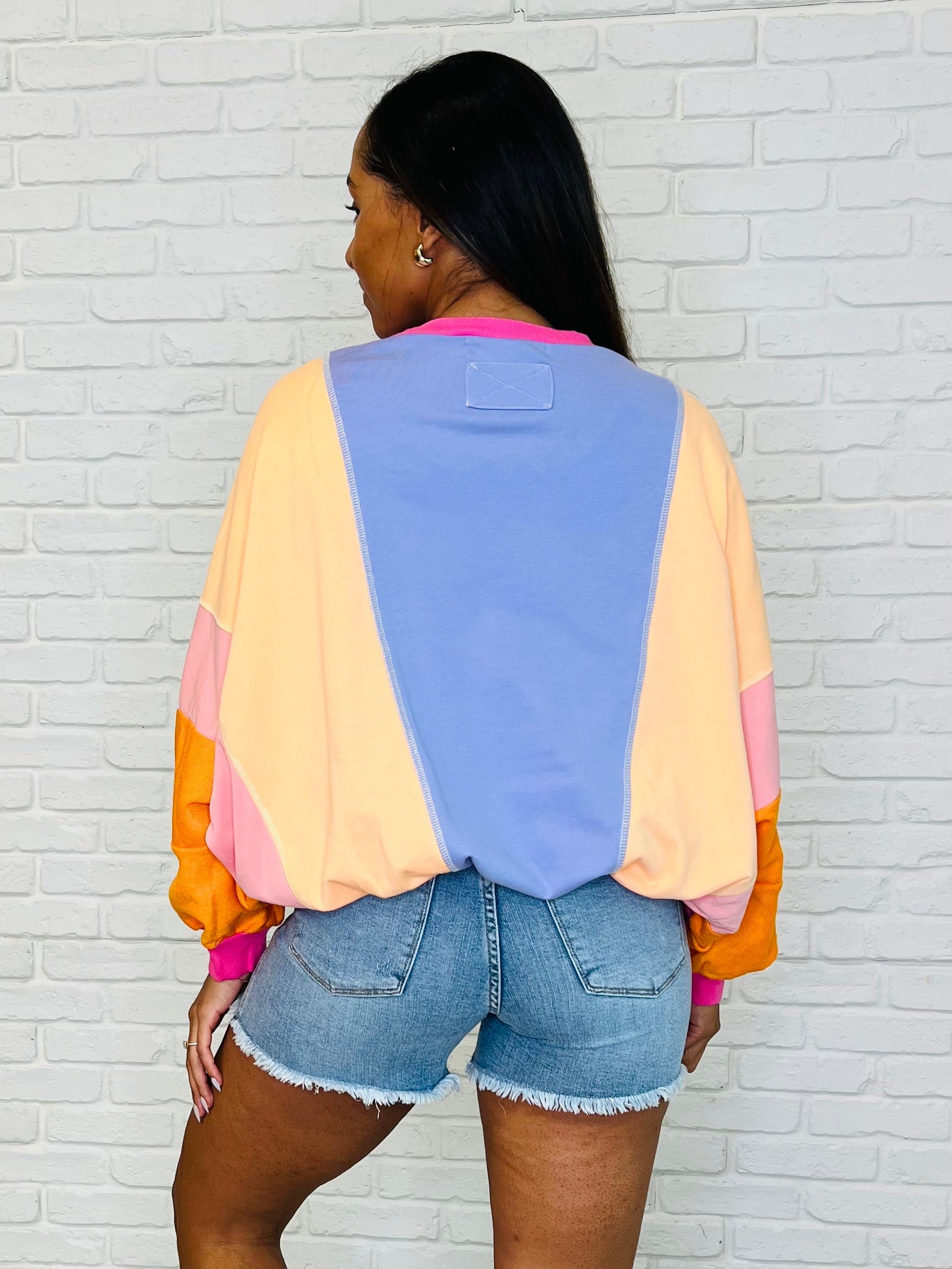 Blockbuster Color Block Pullover in Muted Womens Ave Shops- Tilden Co.