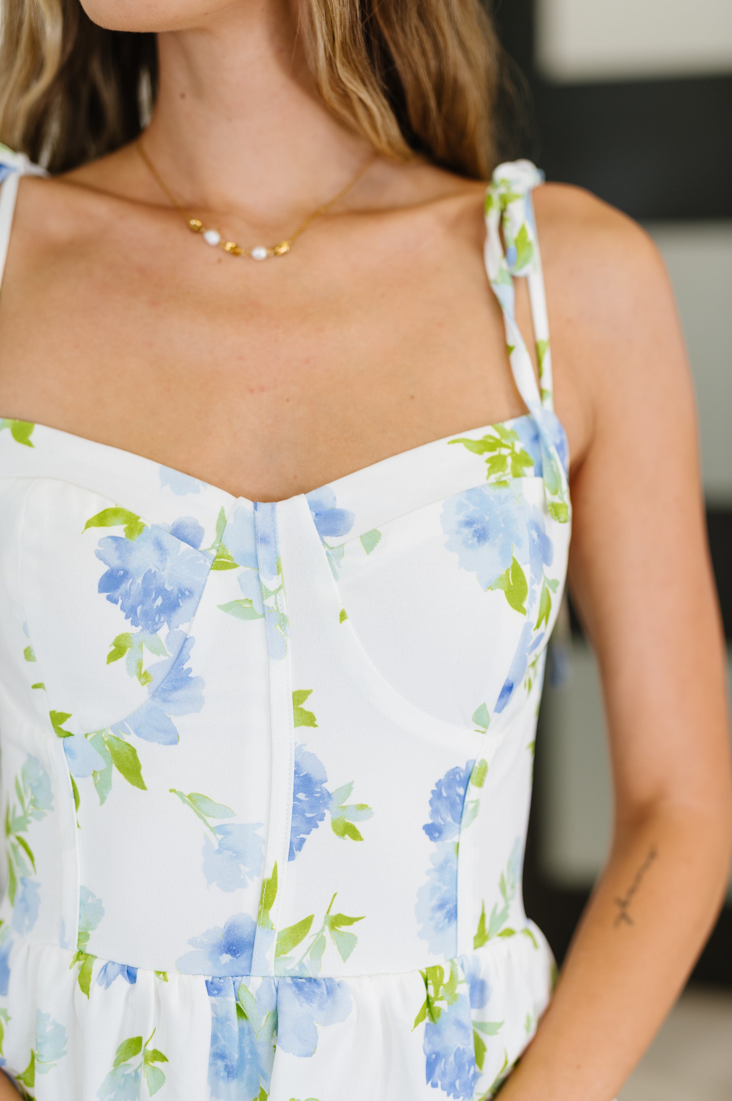 Bloomie Baby Tiered Dress in Ivory/Blue Womens Ave Shops- Tilden Co.