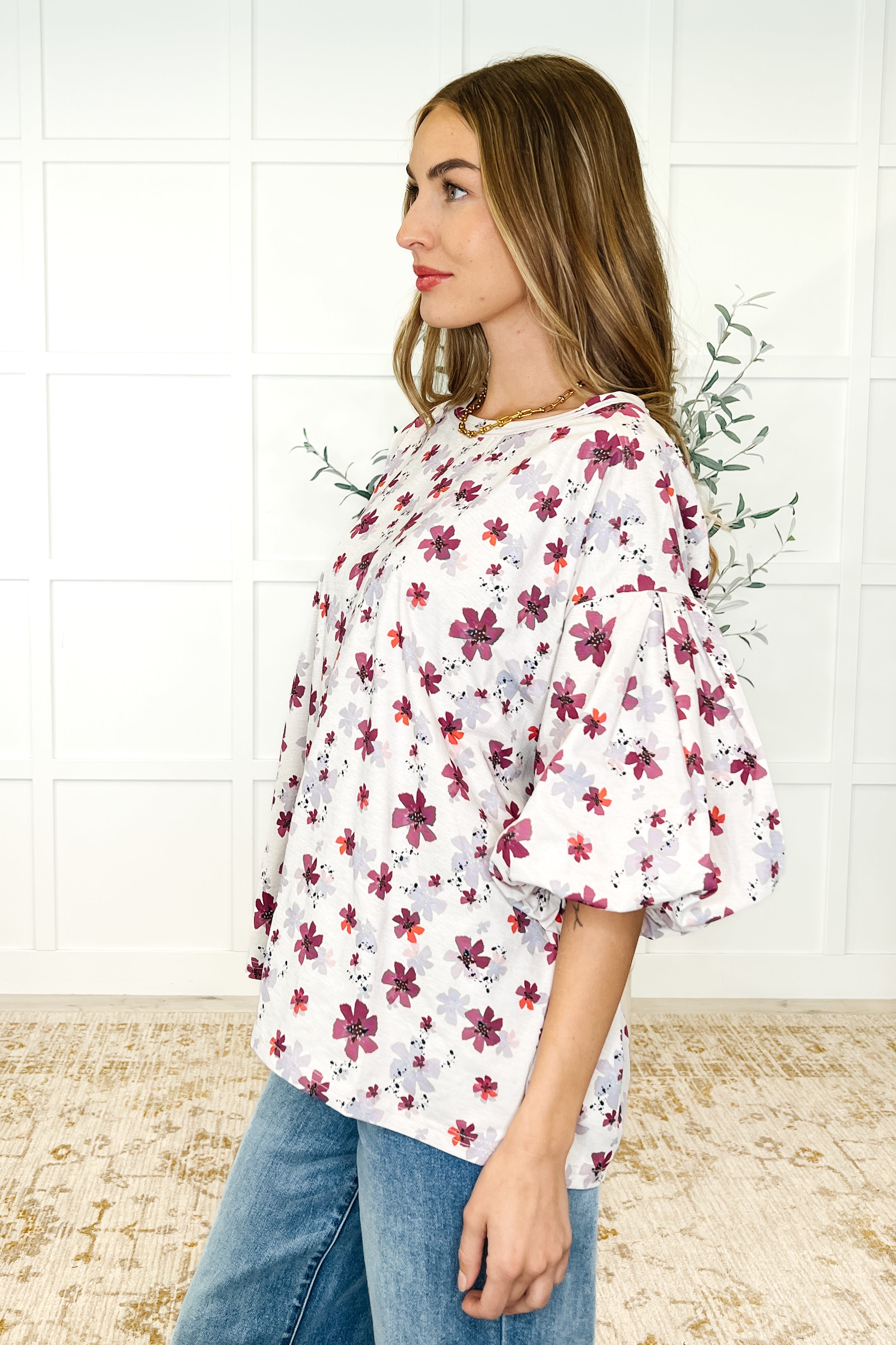Blossom Breeze Balloon Sleeve Blouse Womens Ave Shops- Tilden Co.