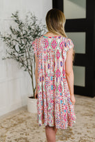 Boho and Behold Flutter Sleeve Dress in Blush/Fuchsia/Mint Womens Ave Shops- Tilden Co.
