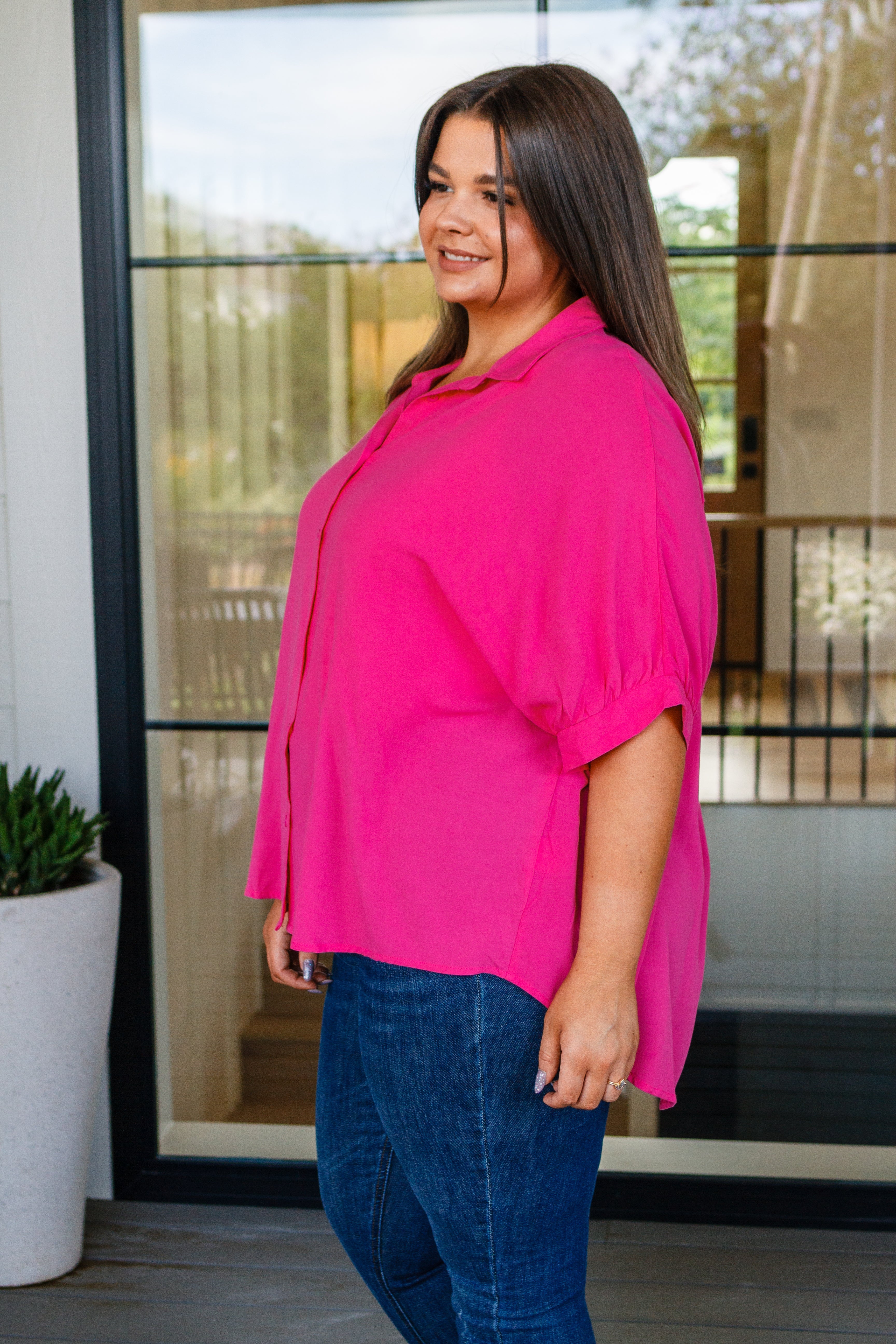 Bounding Beauty Button Down Blouse Womens Ave Shops- Tilden Co.