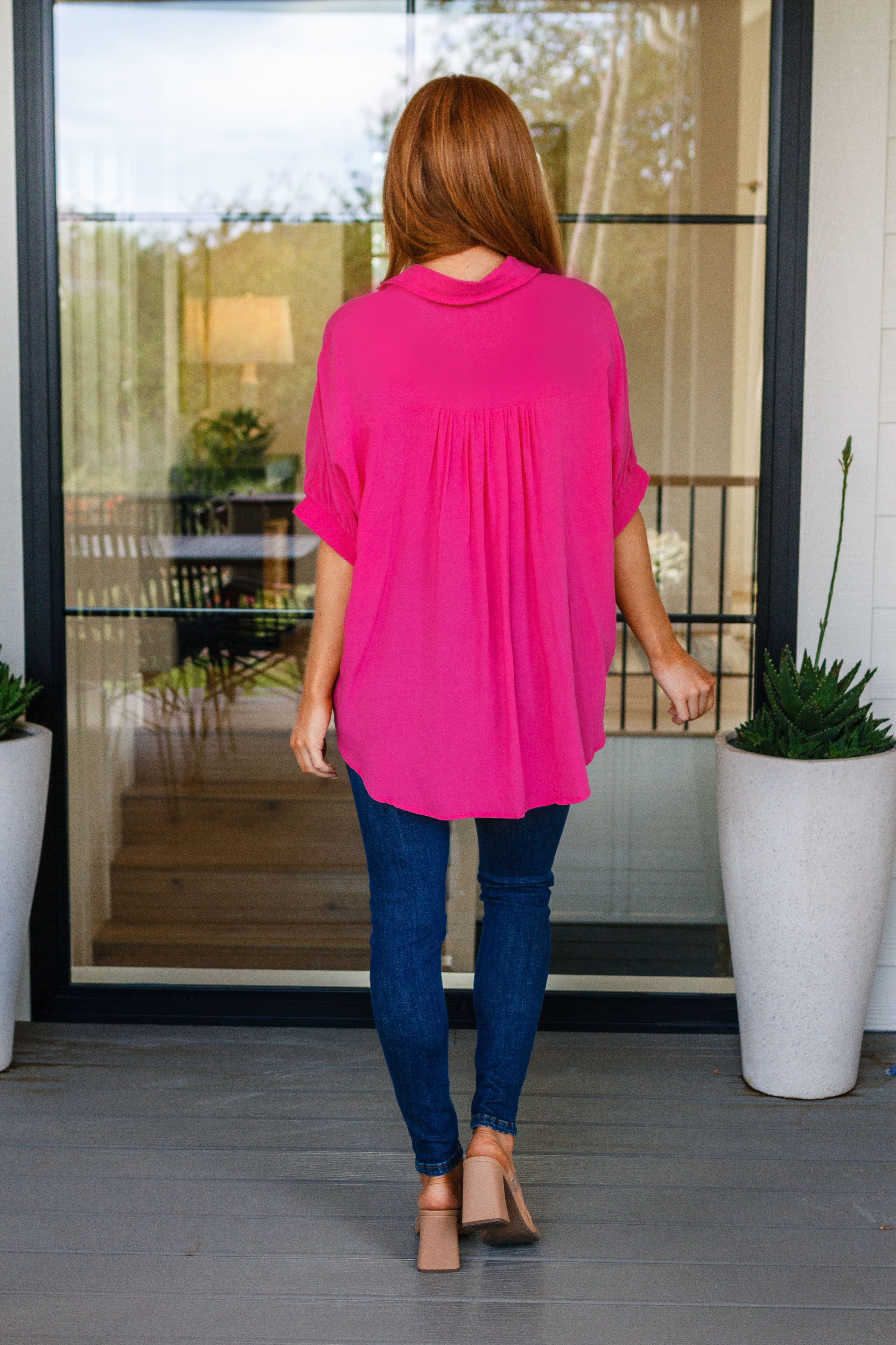 Bounding Beauty Button Down Blouse Womens Ave Shops- Tilden Co.