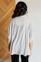 Boxy Striped Button Up in Black    Tops Ave Shops- Tilden Co.