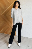 Boxy Striped Button Up in Black    Tops Ave Shops- Tilden Co.