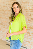 Bright Idea Button Down in Citrus Tops Ave Shops- Tilden Co.