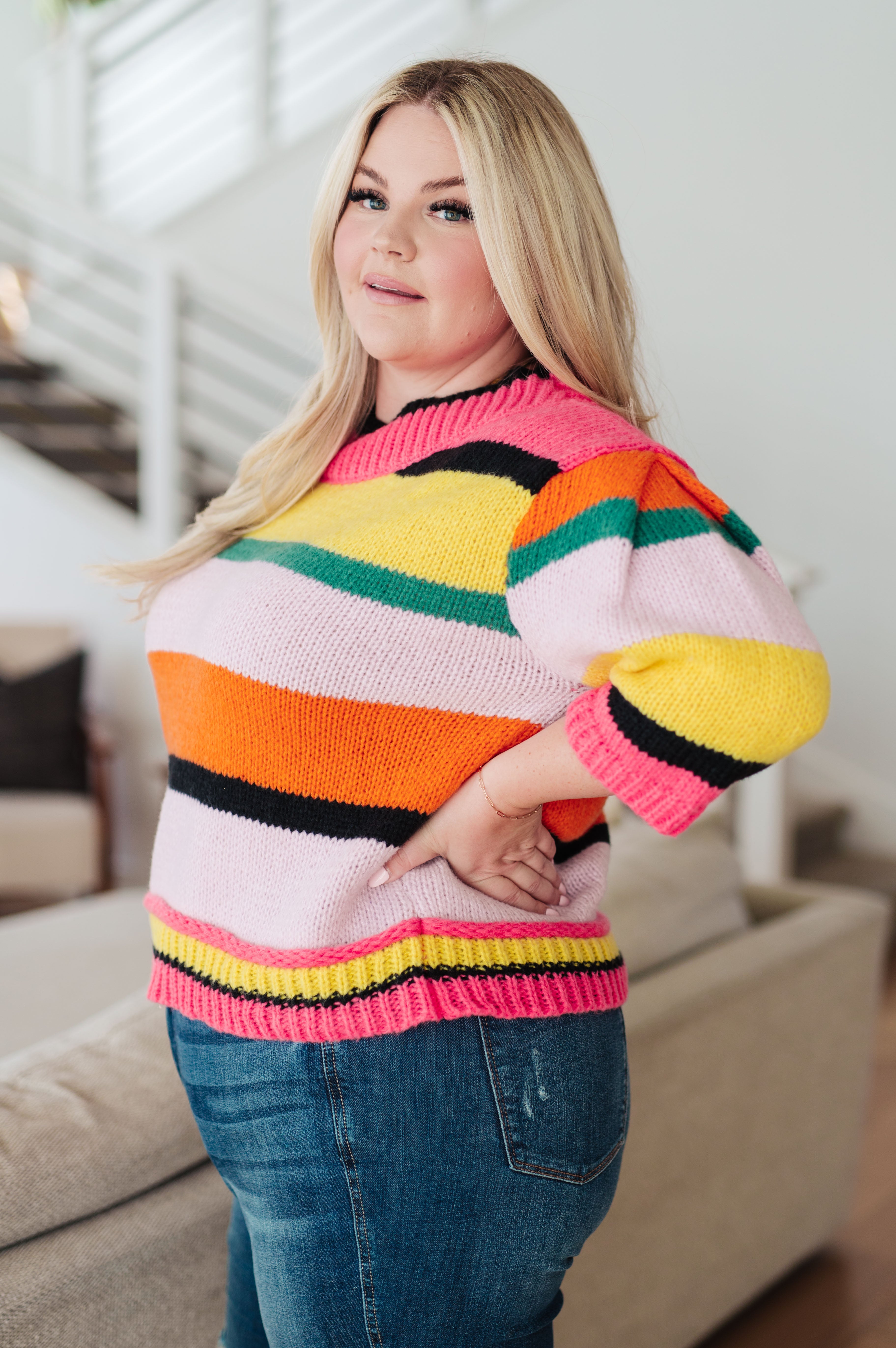 Bright Side Striped Sweater    Tops Ave Shops- Tilden Co.