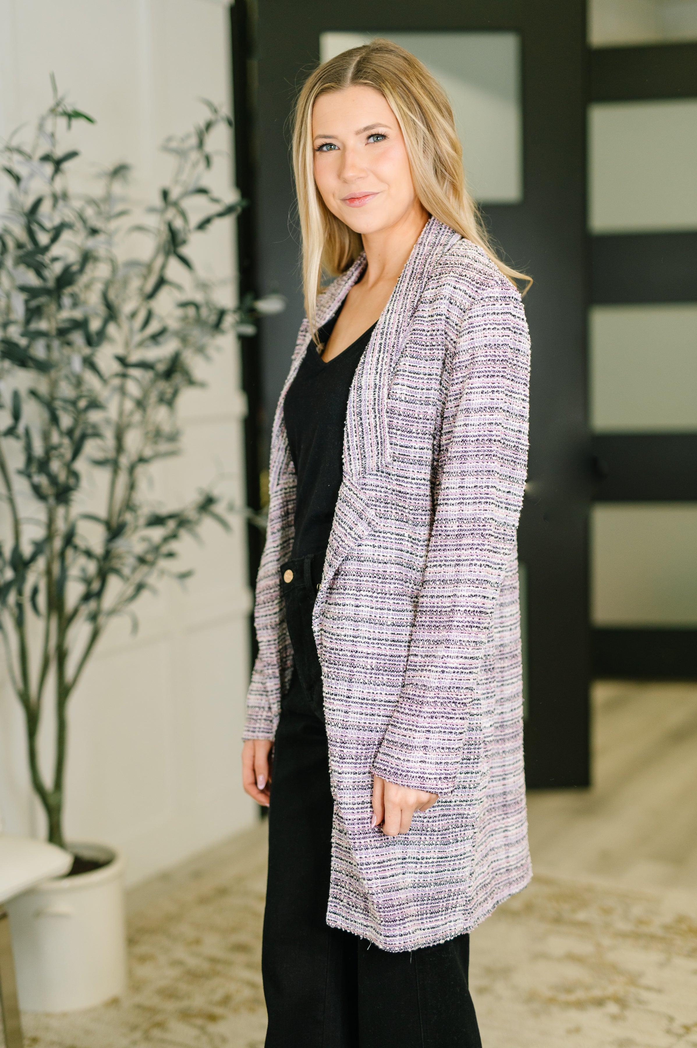 Brixton Tweed Midi Blazer in Lavender Ivory Womens Ave Shops- Tilden Co.