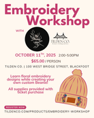 Embroidery Workshop - July 19th, 2025 Tilden Co. LLC- Tilden Co.