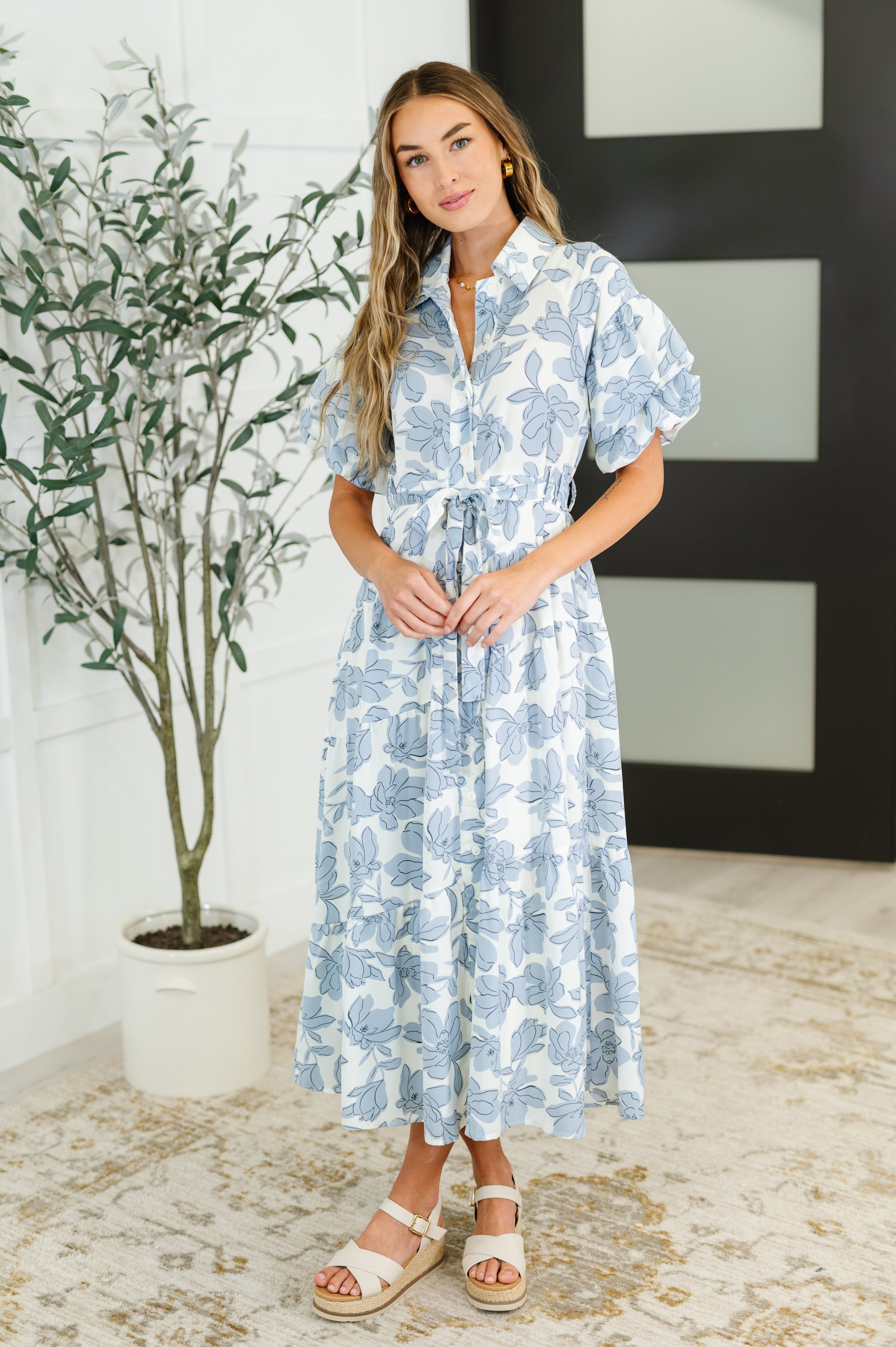 Budding Romance Collared Button-Down Dress Womens Ave Shops- Tilden Co.
