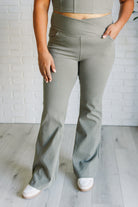 Building Habits Twill Flared Crossover Waist Pant in Dusty Olive    Bottoms Ave Shops- Tilden Co.