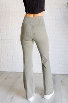 Building Habits Twill Flared Crossover Waist Pant in Dusty Olive    Bottoms Ave Shops- Tilden Co.