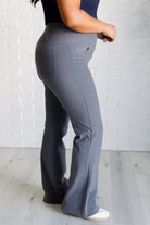 Building Habits Twill Flared Crossover Waist Pant in Titanium    Bottoms Ave Shops- Tilden Co.