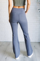 Building Habits Twill Flared Crossover Waist Pant in Titanium    Bottoms Ave Shops- Tilden Co.