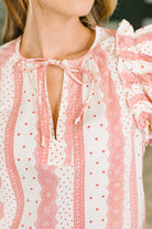 Busy Woman Split Neck Puff Sleeve Blouse Womens Ave Shops- Tilden Co.